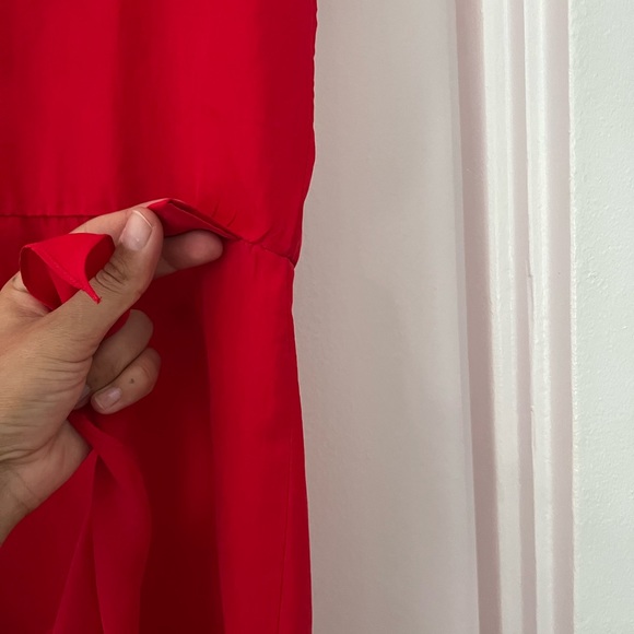Red Silk Wrap Dress - Picture 6 of 7